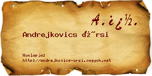 Andrejkovics Örsi névjegykártya